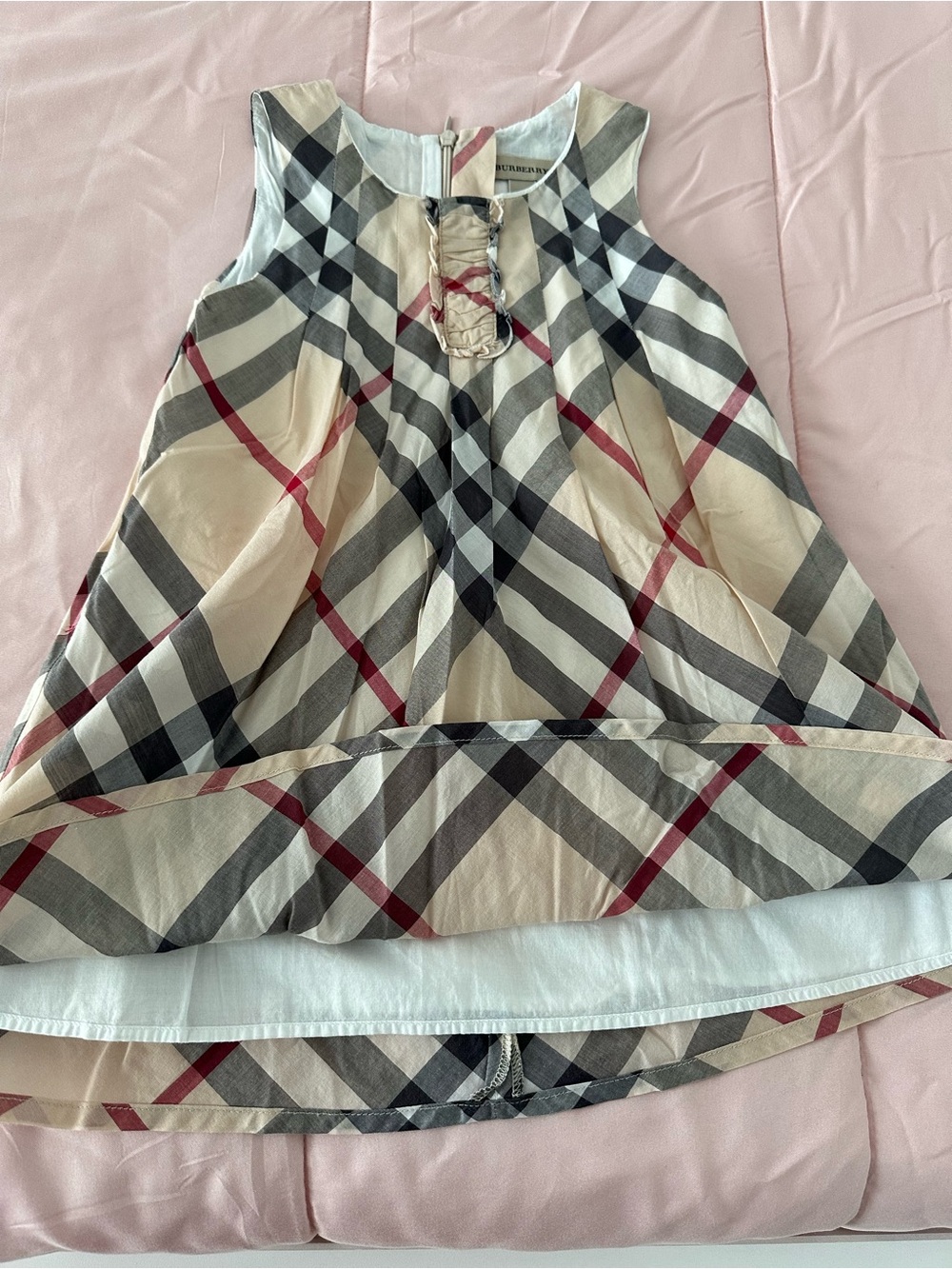 Authentic Burberry Beige Plaid Sleeveless Dress with Black & Red Checks - Picture 3 of 5